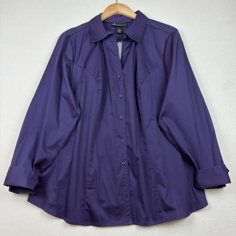 Lane Bryant Button Up Collared Shirt Blouse Size 20 Purple NWT Office Career New - Picture 14 of 15